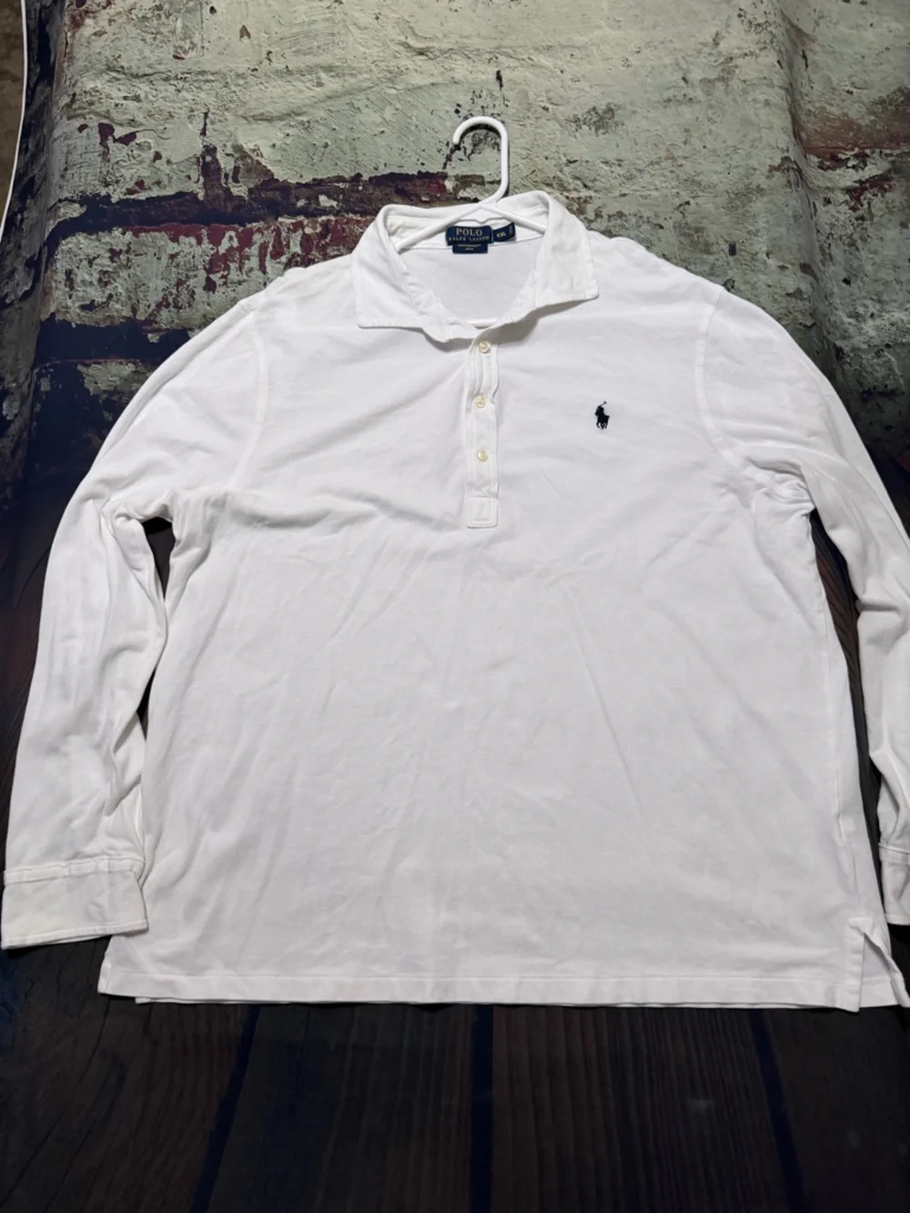 Ralph Lauren White Long-Sleeve Polo with Embroidered Pony